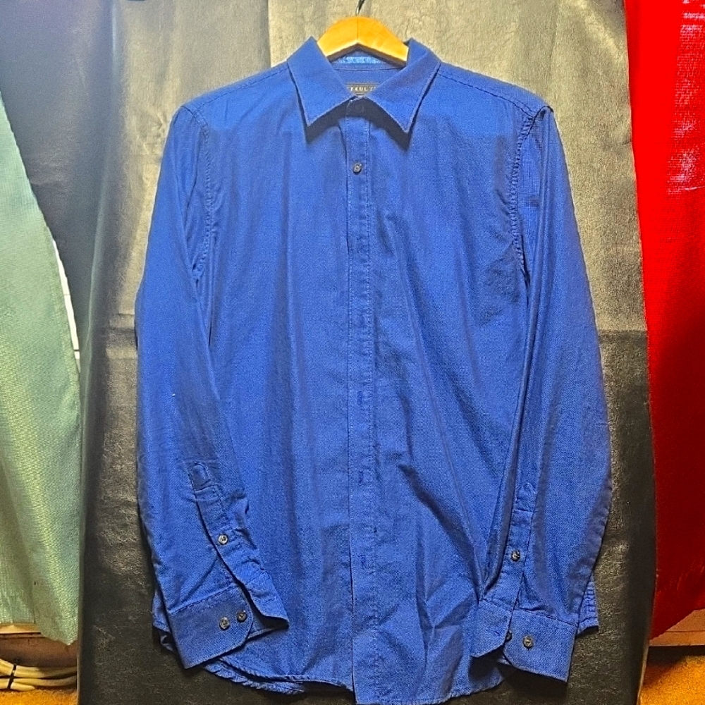Structure Blue Dress Shirt Lightweight Fabric Size L